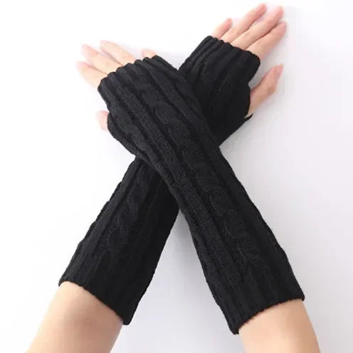 Long Fingerless Gloves Women‘S Mitten Winter Arm Warmer Knitted Arm Sleeve Fine Casual Soft Girls Goth Clothes Punk Gothic Glove